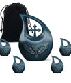 Wings Blue Theme Large Urn With 4 Keepsake Urn