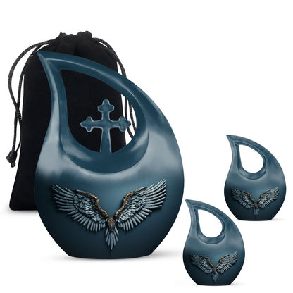 Blue Personalized Mother Cremation Urn for Human Ashes - 10-inch, 200 cu in - Yatskia