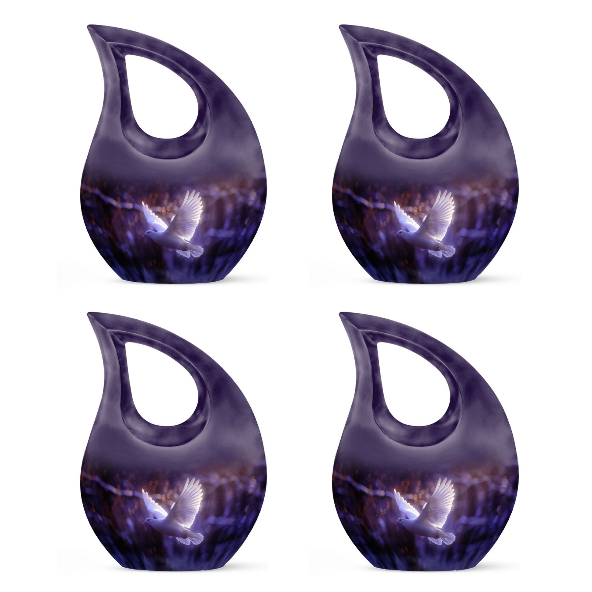 White Dove On Purple Theme 3 Inch Keepsake Pack of 4