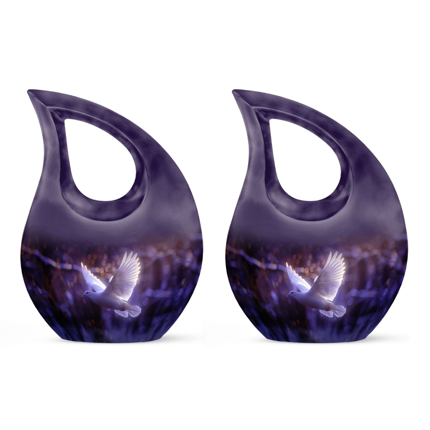 White Dove on Purple large memorial urn