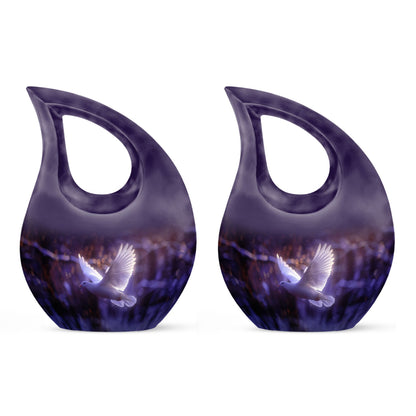 White Dove on Purple large memorial urn