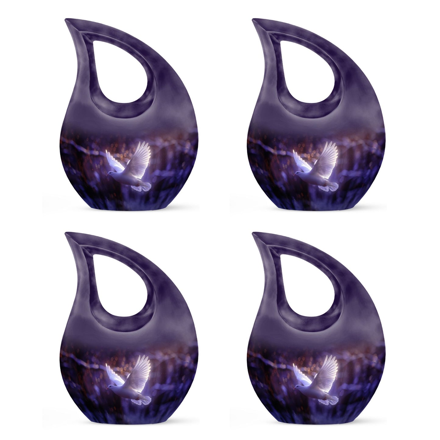 White Dove on Purple large memorial urn