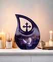 White Dove on Purple large memorial urn