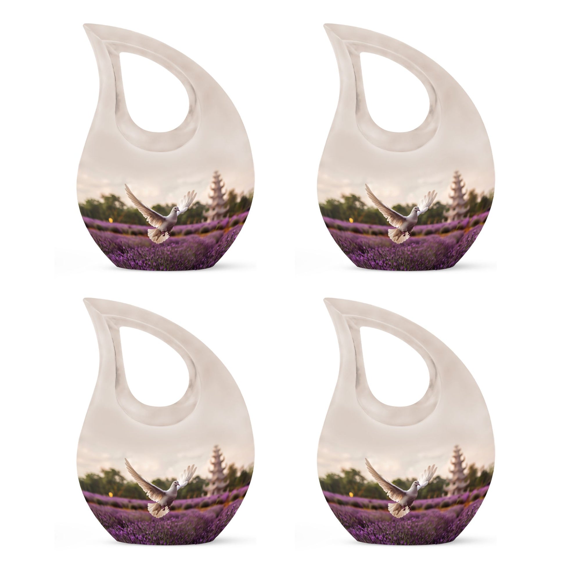 White Dove On Purple Theme 3 Inch Keepsake Pack of 4