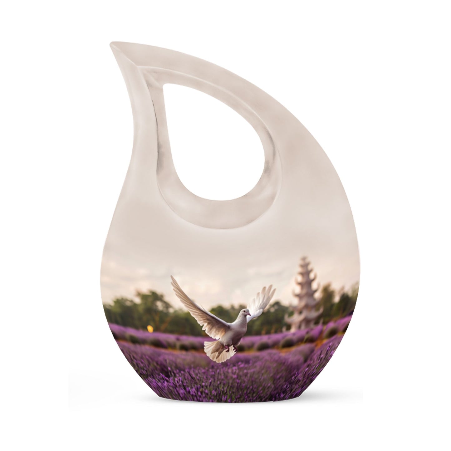 10-inch White Dove on Purple Personalized Urn