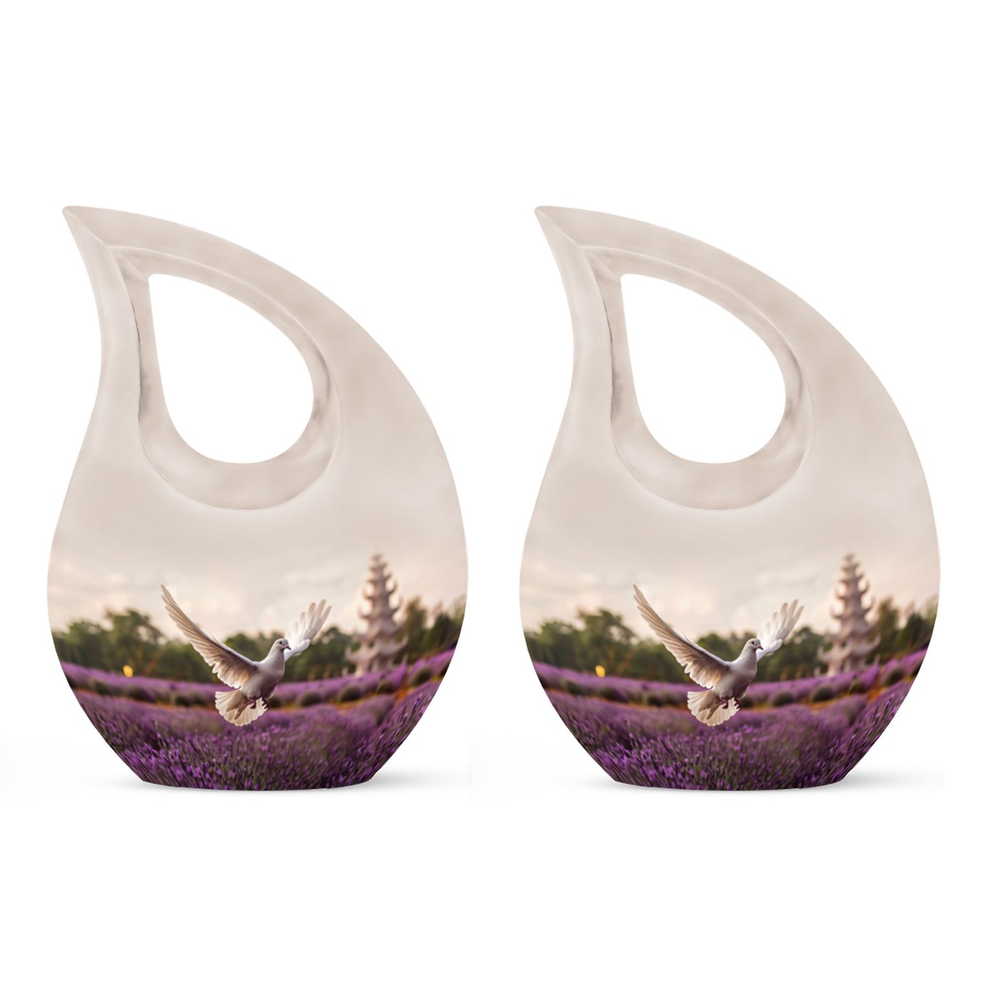 10-inch White Dove on Purple Personalized Urn