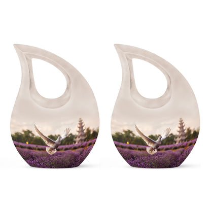 10-inch White Dove on Purple Personalized Urn