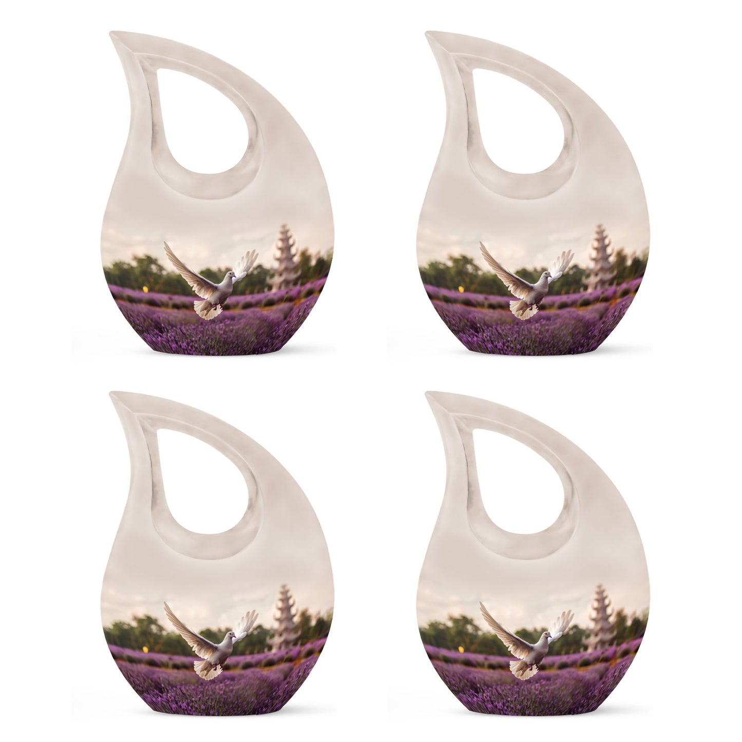 10-inch White Dove on Purple Personalized Urn