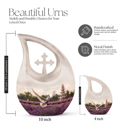 10-inch White Dove on Purple Personalized Urn