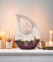 10-inch White Dove on Purple Personalized Urn