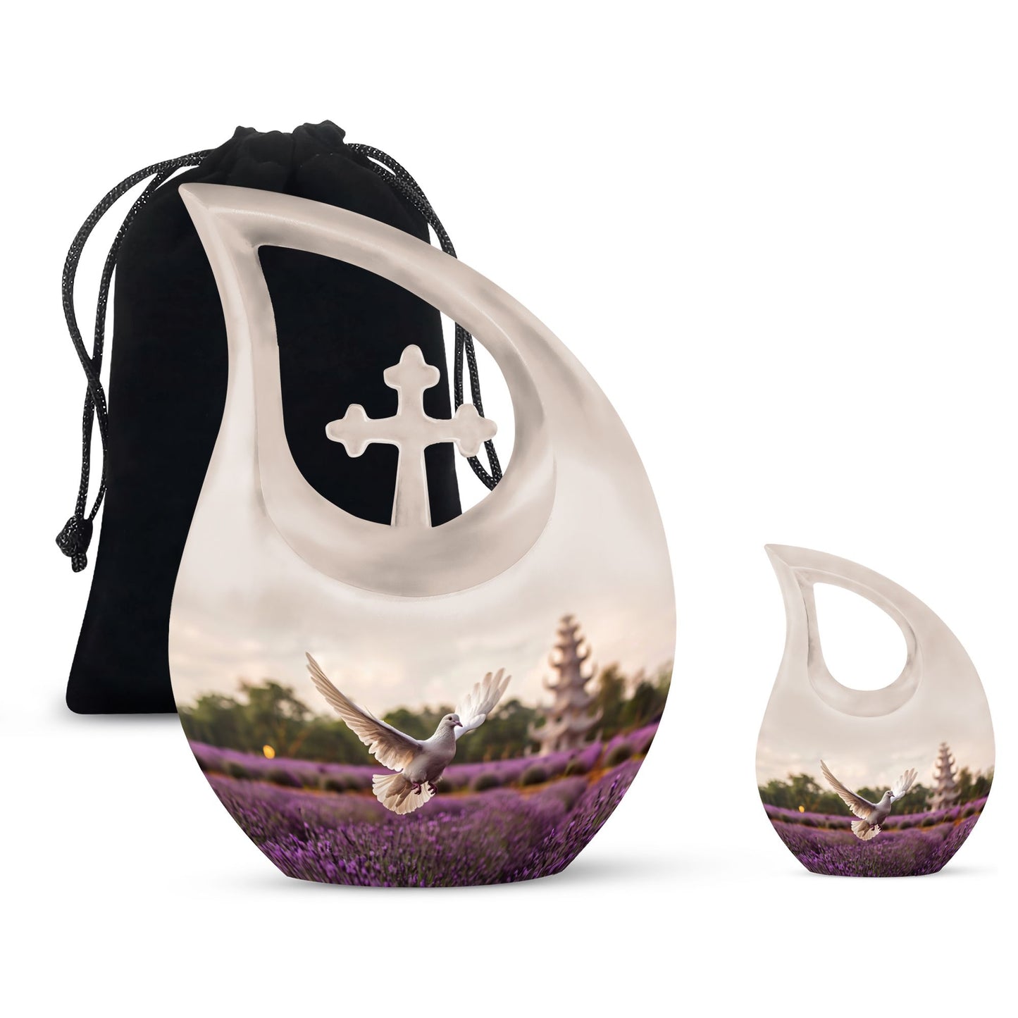 10-inch White Dove on Purple Personalized Urn