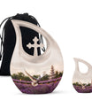 White Dove On Purple Theme Large Urn With 1 Keepsake Urn