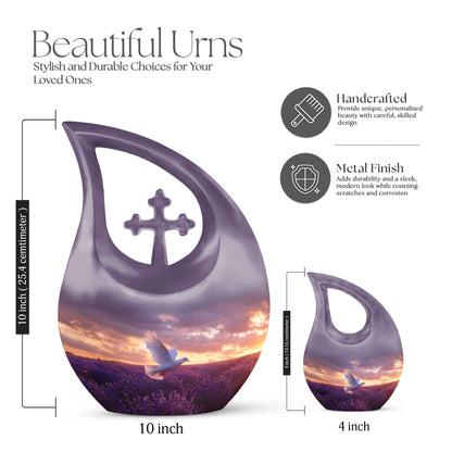10-inch Large Cross Drop Purple Urn