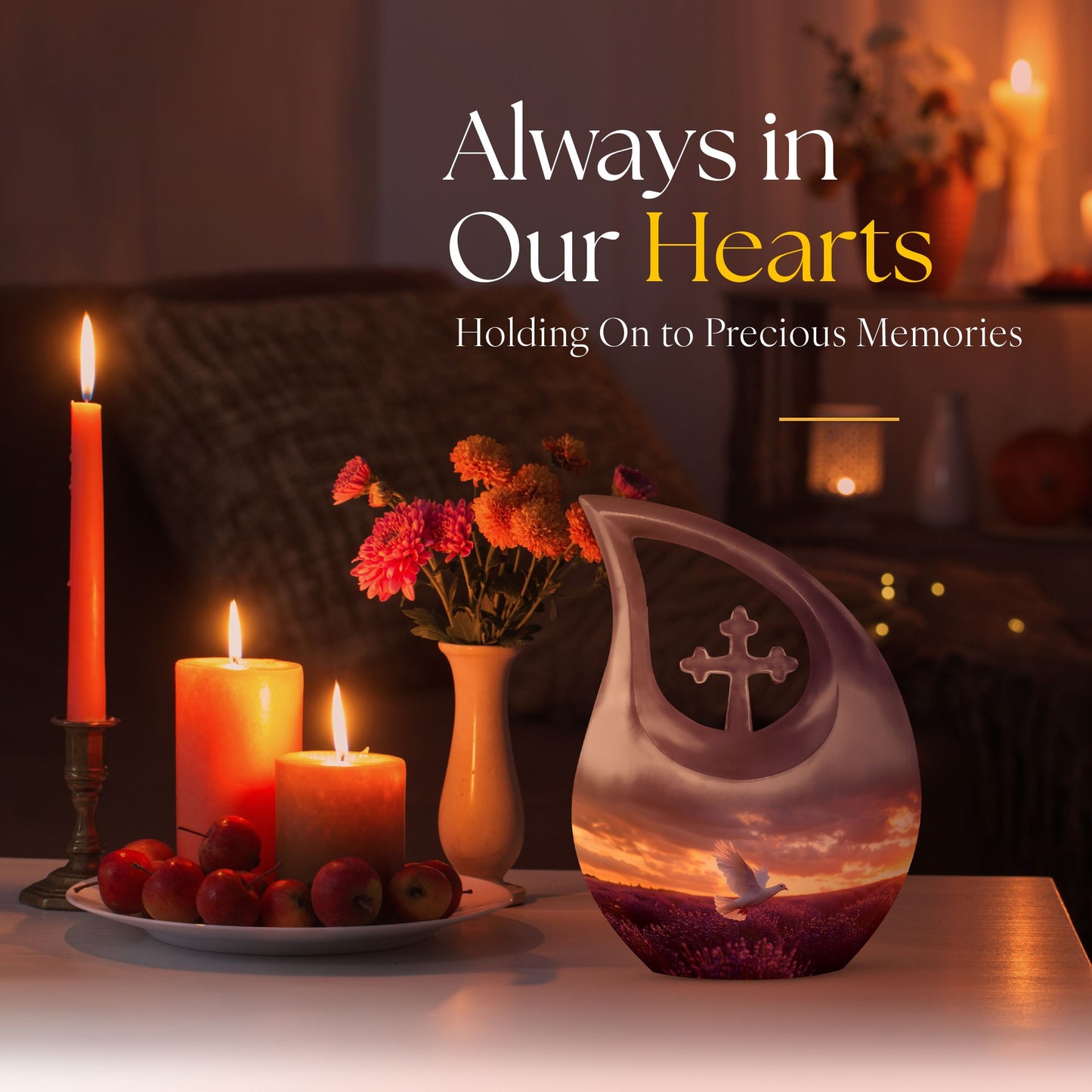 10-inch Large Cross Drop Purple Urn