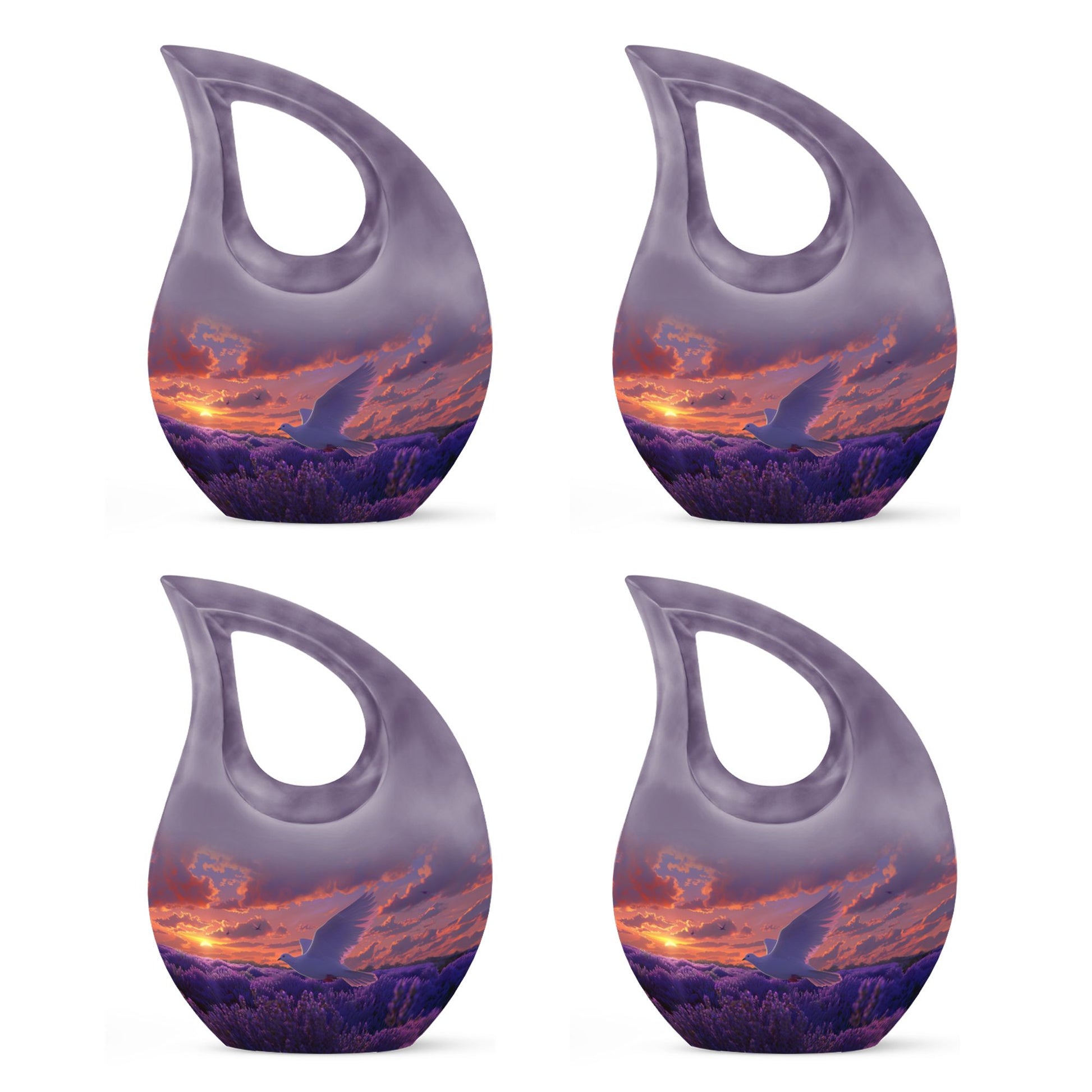 White Dove On Purple Theme 3 Inch Keepsake Pack of 4