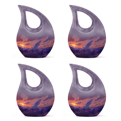 White Dove On Purple Theme 3 Inch Keepsake Pack of 4