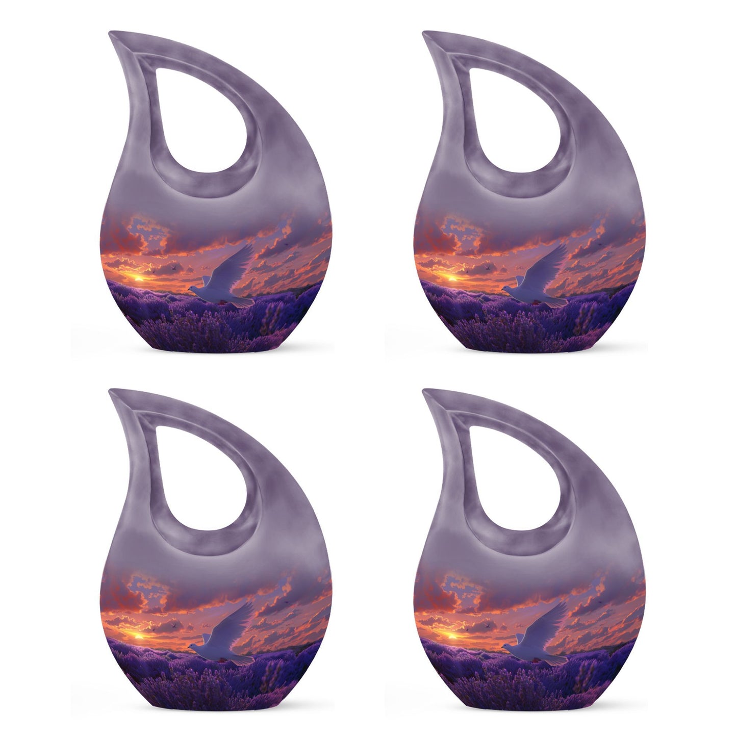 Cross Drop design White Dove on Purple large Urn