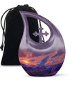 White Dove On Purple Theme Large Urn 10 Inch