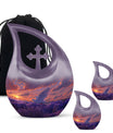 White Dove On Purple Theme Large Urn With 2 Keepsake Urn