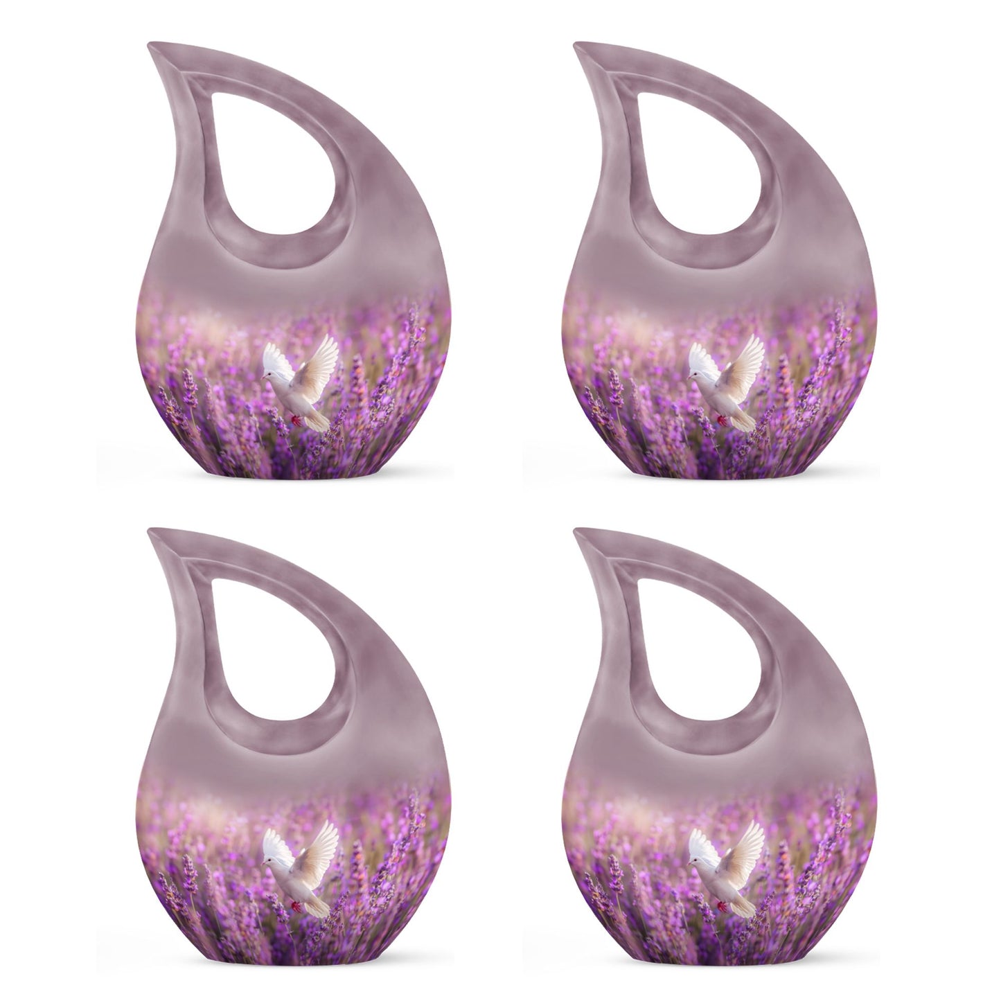 White Dove On Purple Theme 3 Inch Keepsake Pack of 4