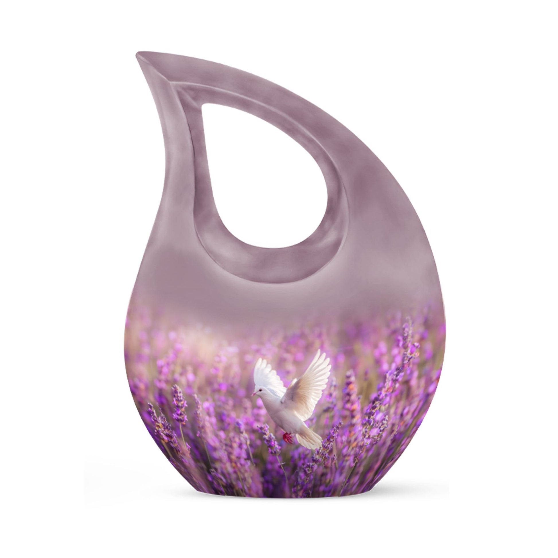 White Dove On Purple, 10 inch Modern Memorial Urn