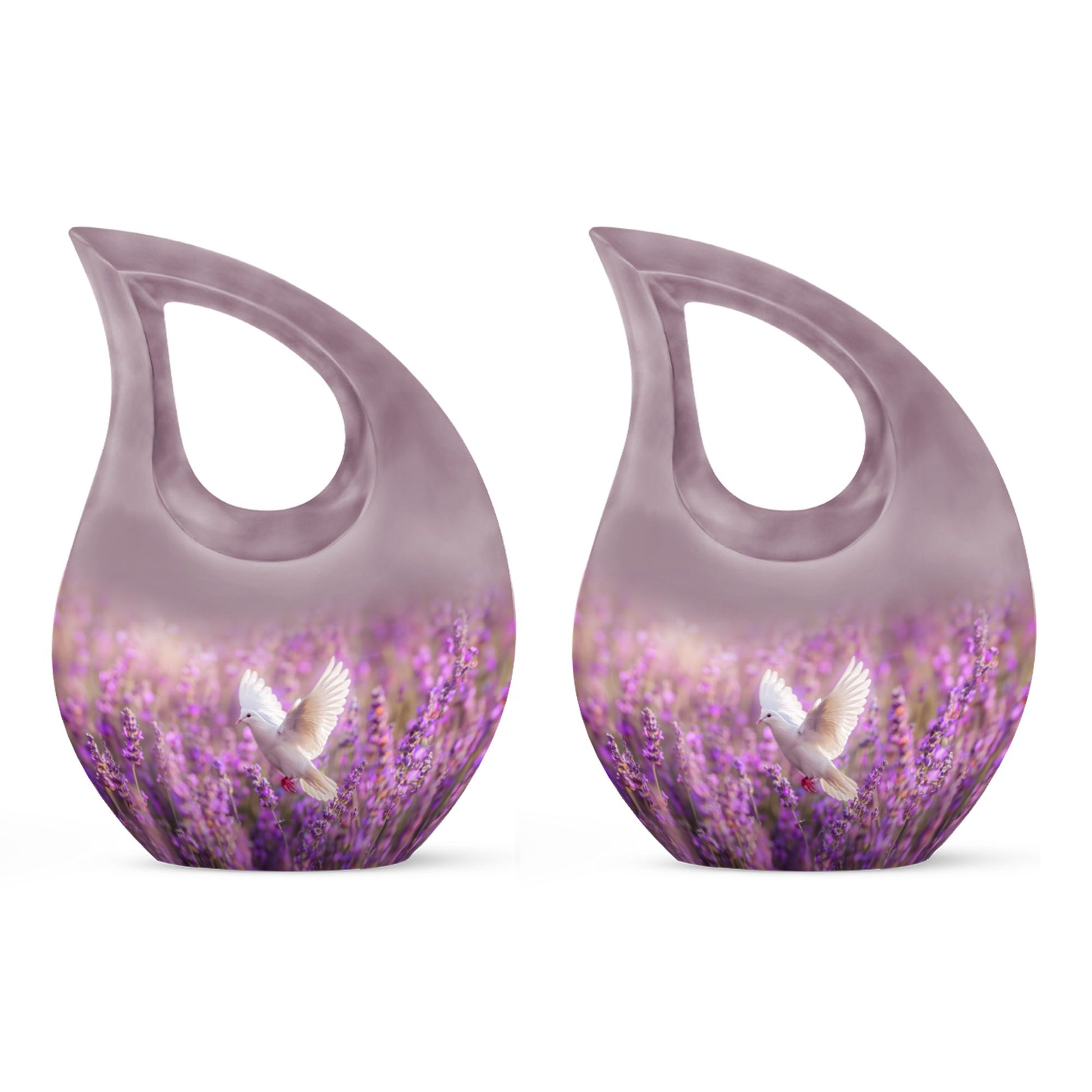 White Dove On Purple, 10 inch Modern Memorial Urn