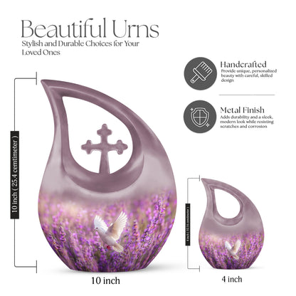White Dove On Purple, 10 inch Modern Memorial Urn