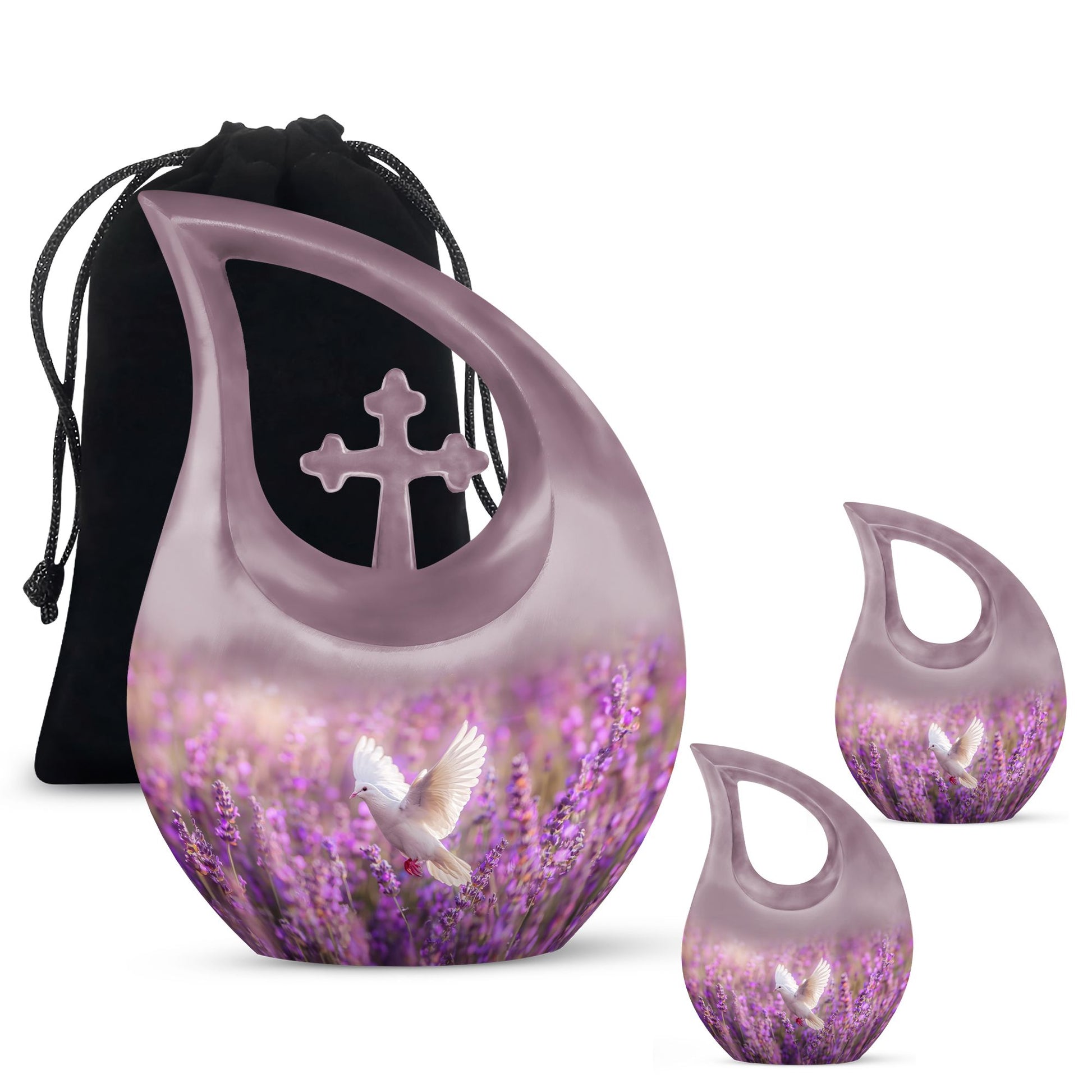 White Dove On Purple, 10 inch Modern Memorial Urn