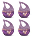 White Dove On Purple Theme 3 Inch Keepsake Pack of 4