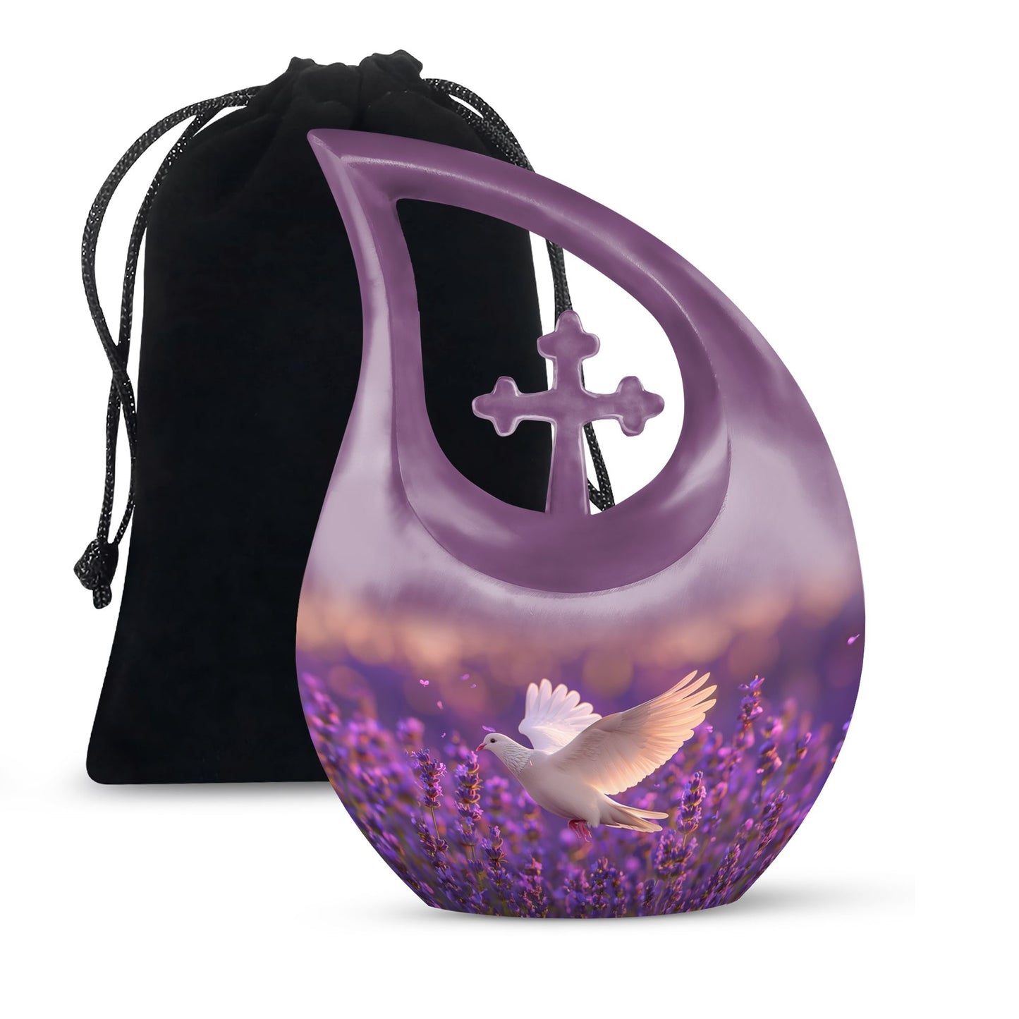 10-inch personalized White Dove on Purple urn