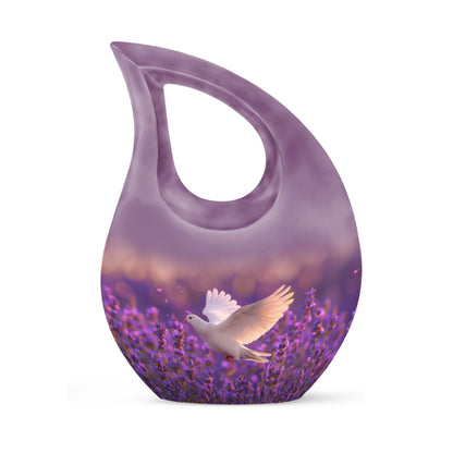 10-inch personalized White Dove on Purple urn