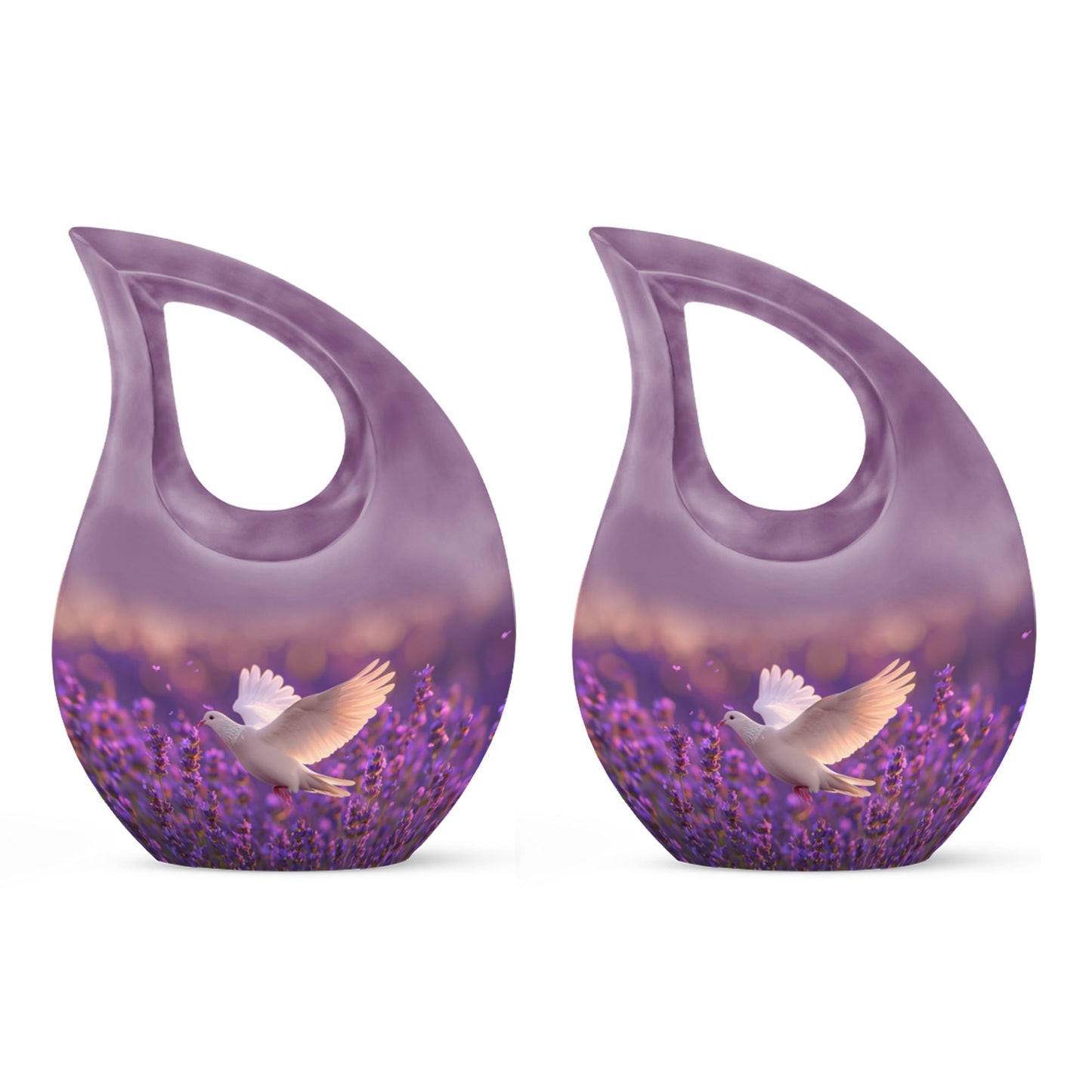 10-inch personalized White Dove on Purple urn