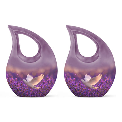 10-inch personalized White Dove on Purple urn