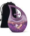 White Dove On Purple Theme Large Urn 10 Inch