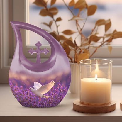 10-inch personalized White Dove on Purple urn