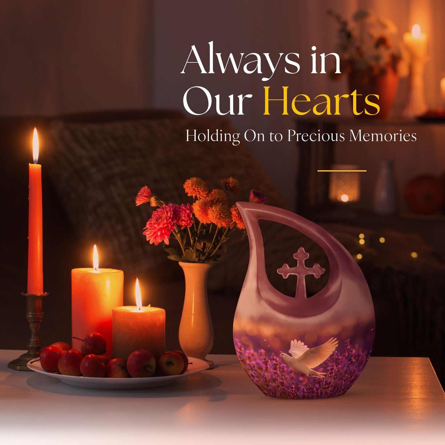 10-inch personalized White Dove on Purple urn