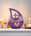 10-inch personalized White Dove on Purple urn