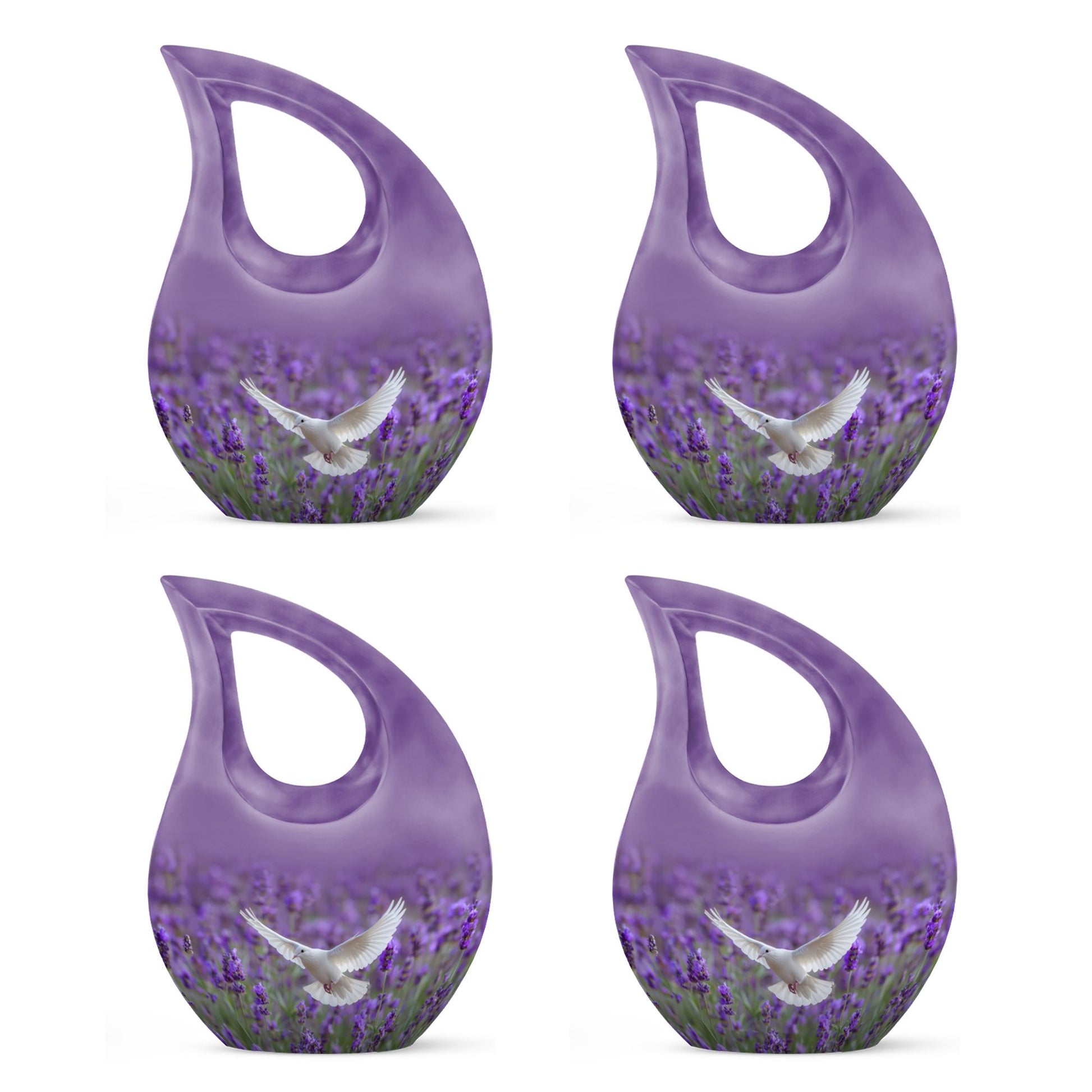 White Dove On Purple Theme 3 Inch Keepsake Pack of 4