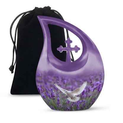 White Personalized Bird Memorial Urn for Mom - 10-inch, 200 cu in - Yatskia