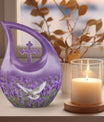 Cross Drop design Purple Urn