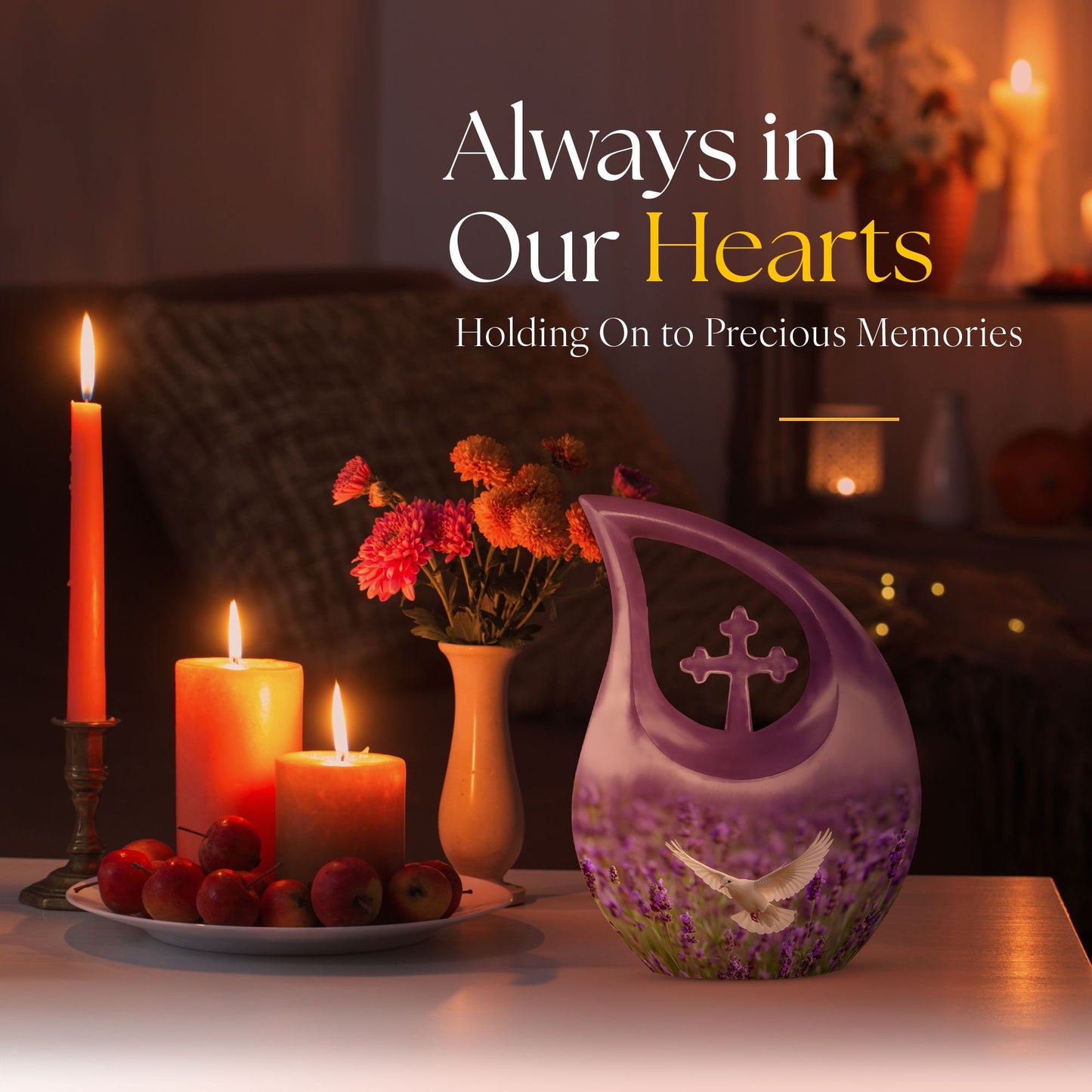 Cross Drop design Purple Urn