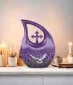 Cross Drop design Purple Urn