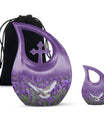Cross Drop design Purple Urn