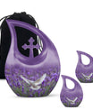 Cross Drop design Purple Urn