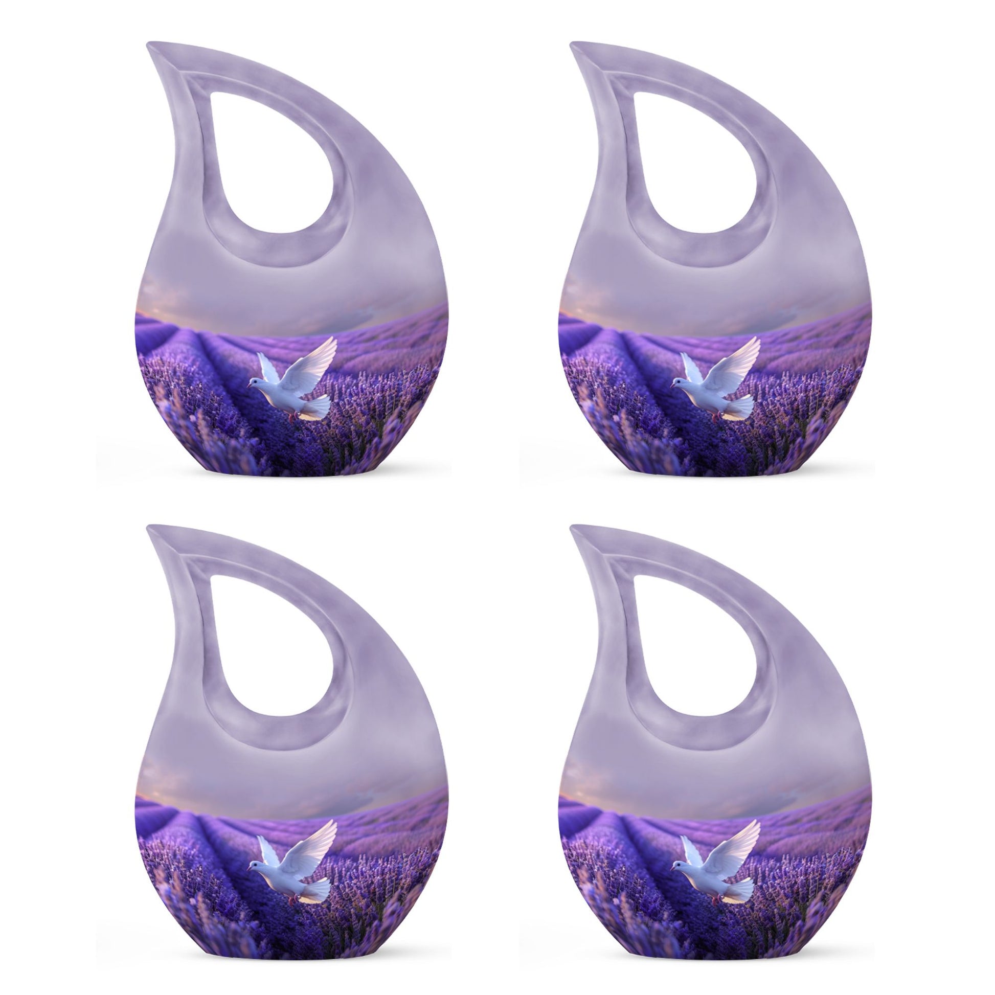 White Dove On Purple Theme 3 Inch Keepsake Pack of 4