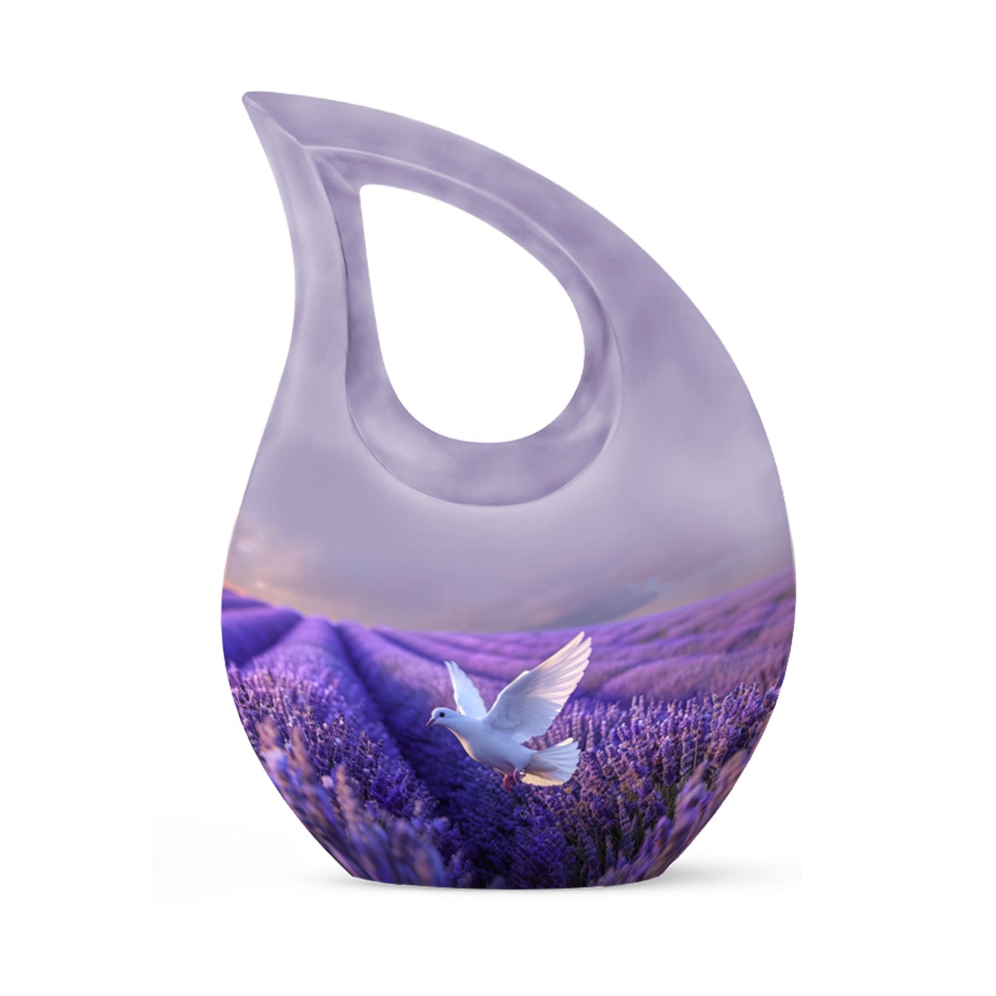 White Dove On Purple Meadow Urn