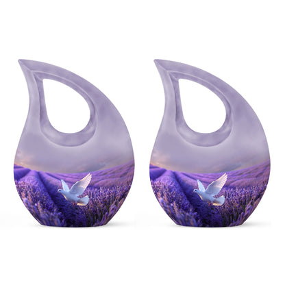 White Dove On Purple Meadow Urn