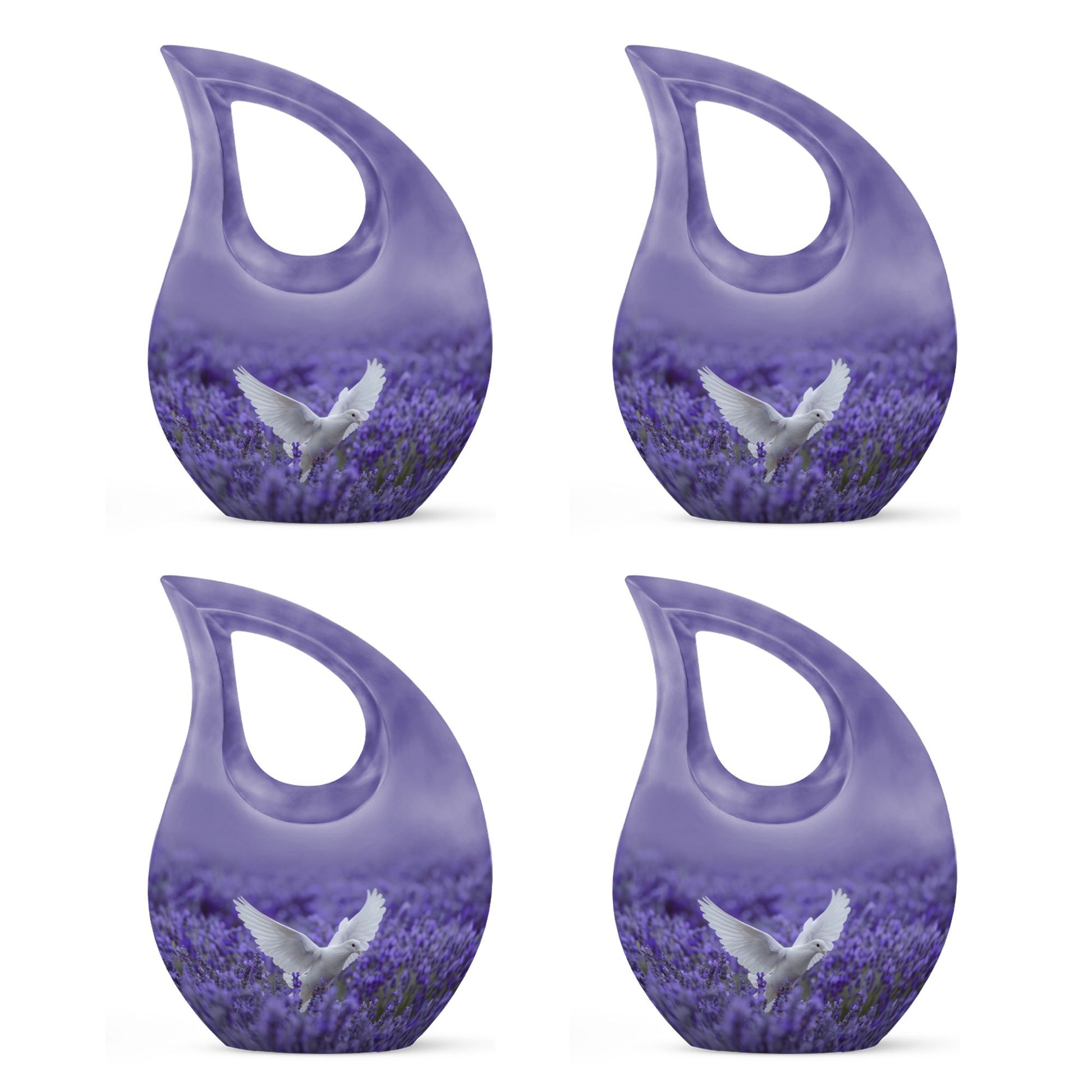 White Dove On Purple Theme 3 Inch Keepsake Pack of 4