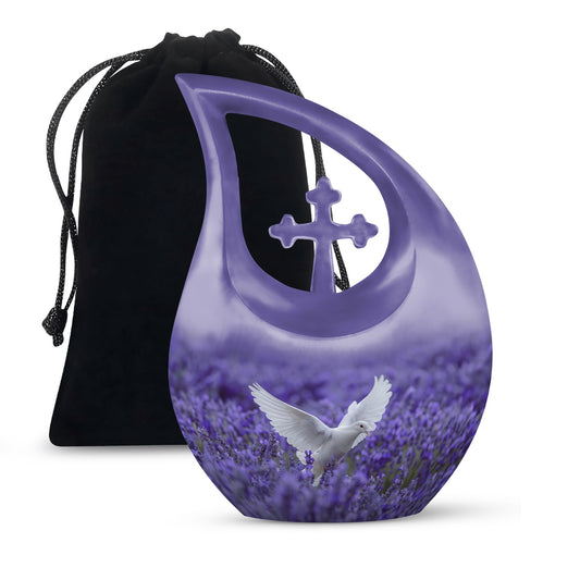 mom urn with a cross drop design