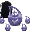 White Dove On Purple Theme Large Urn With 4 Keepsake Urn